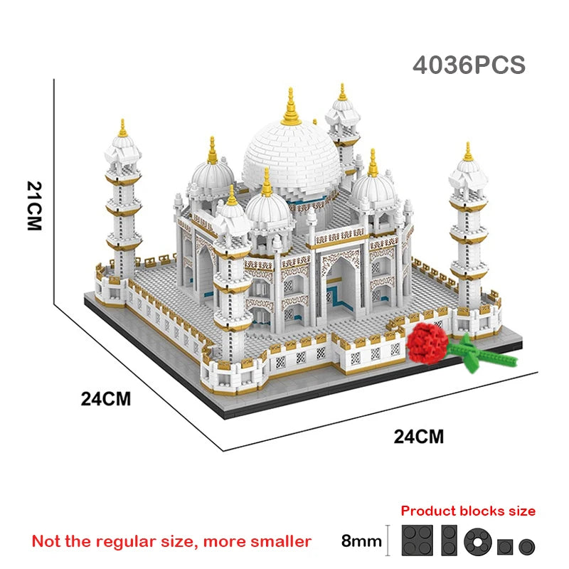 MOC City Mini Bricks Taj Mahal Światowej Sławy Architektura Mikro Model Indie Klocki Kreatywne Zestawy Zabawki Dla Dzieci Chłopiec Dorosły Prezent