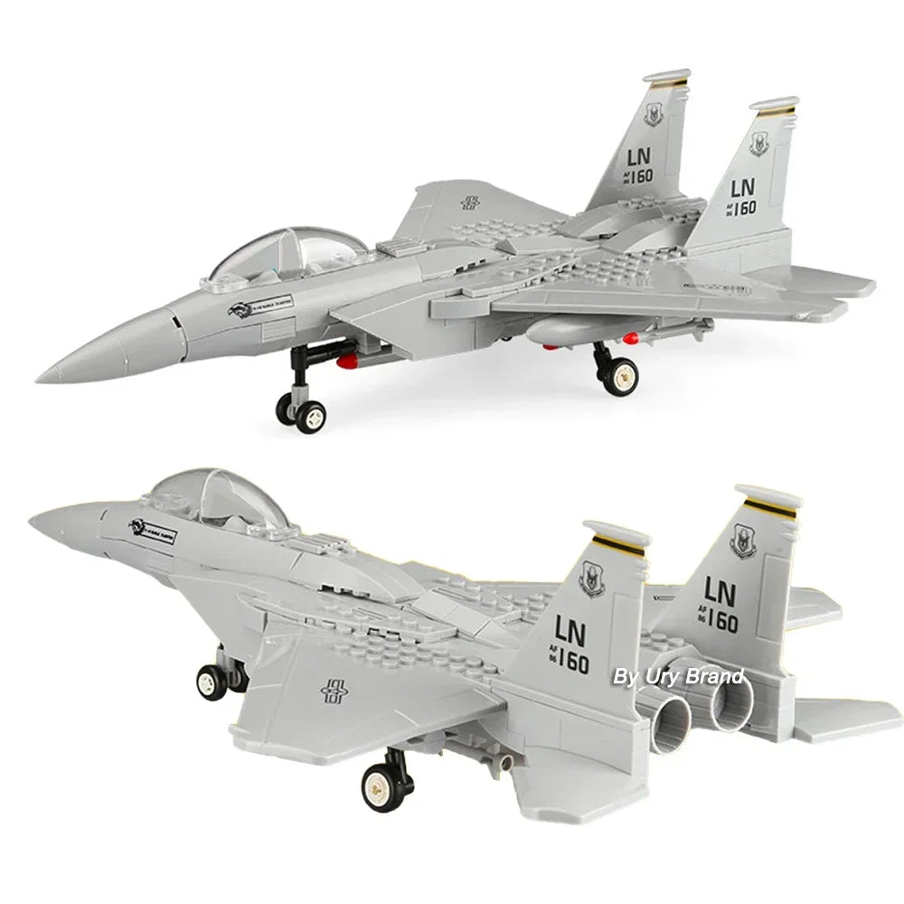 WW2 Military Army Avion Plane Jet Warcraft J-15 Eagle Fighter Morden Warplane Sets Aircraft Models Building Blocks Toys for Boys