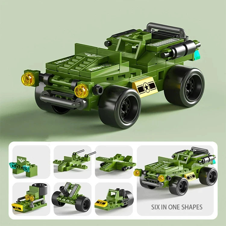 Miniaturowe klocki 6 w 1, samochód policyjny, wóz strażacki, klocki do budowy zamku, edukacyjne zabawki dla dzieci, prezenty