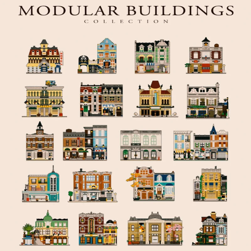 Creatoring Expert Brick Bank Detective's Assembly Square Model MOC Street View Building Blocks Toys 10255 10251 10211 10185 - CADA BRICKS®