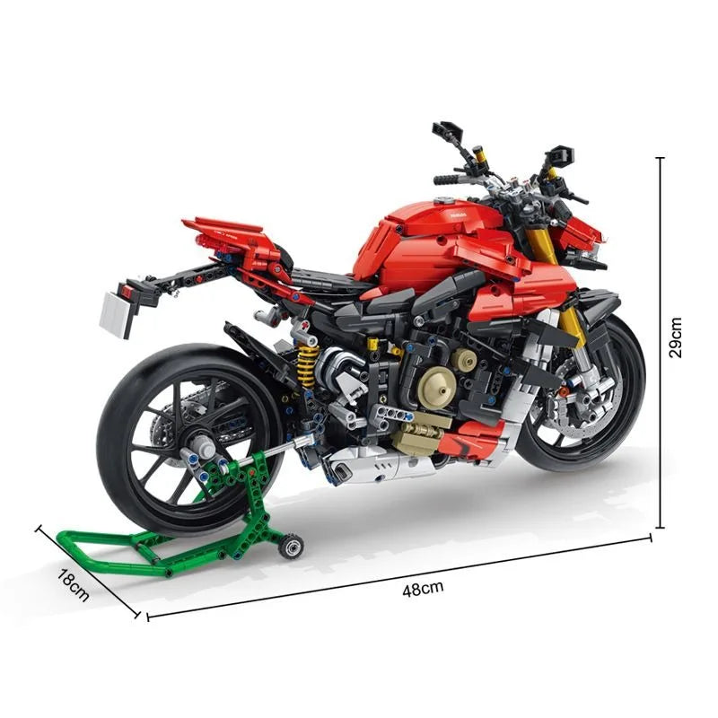 Techniczne MOC 2221 szt. V4 SP Motocykl Miejski Samochody Sportowe Model Klocki DIY Montaż Motocykli Klocki Zabawki Dla Dzieci Chłopców