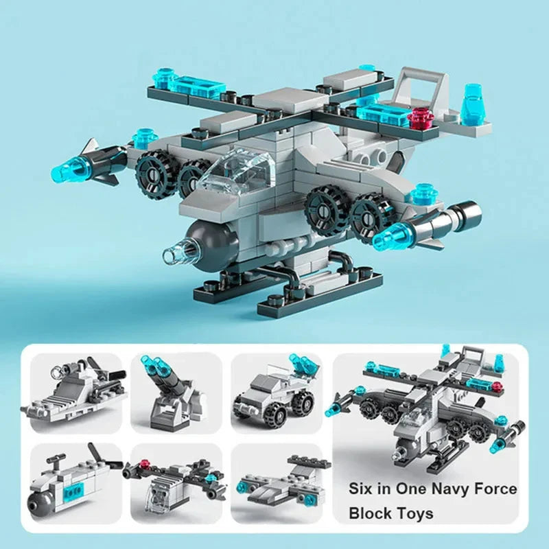 Miniaturowe klocki 6 w 1, samochód policyjny, wóz strażacki, klocki do budowy zamku, edukacyjne zabawki dla dzieci, prezenty