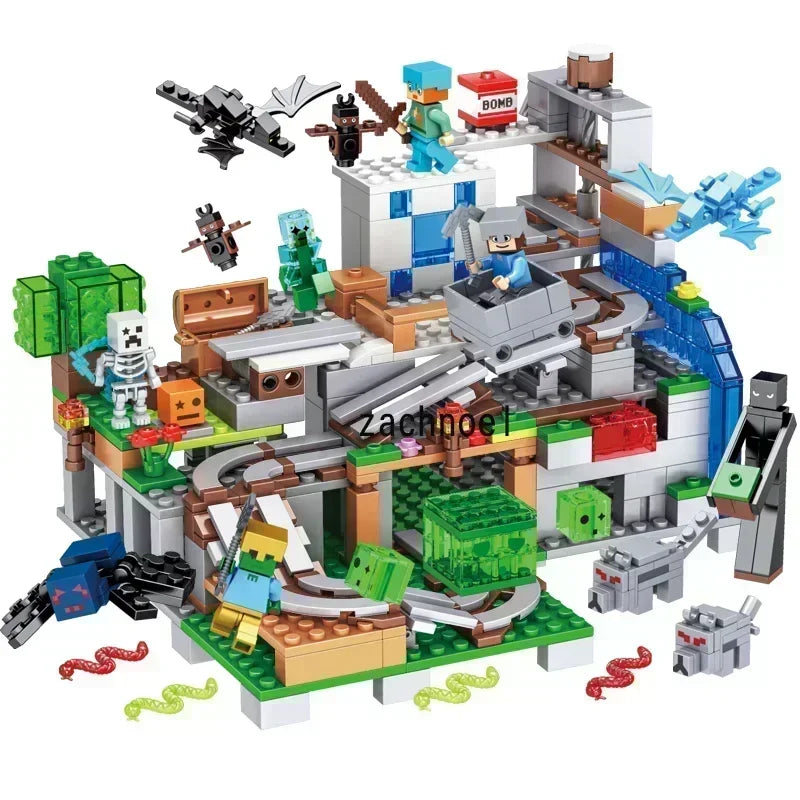 852pcs The Minecrafta Deep Dark Battle Ancient City Knight Sound Guard Village House Building Blocks For Children gifts Toys