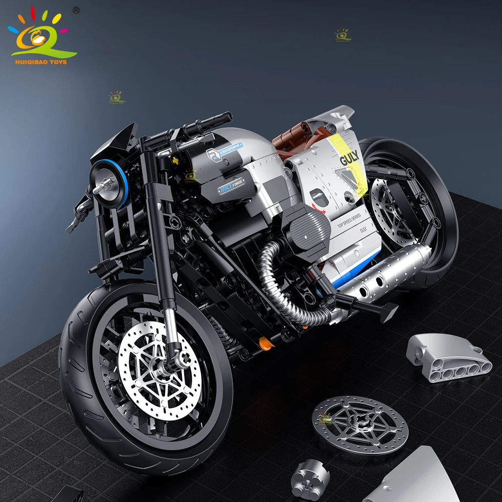 HUIQIBAO 1:8 Classic Motorbike Building Blocks High-tech Model Moto City Racer Bricks Toy for Kid Boy Children Adult MOC Car Set - CADA BRICKS®