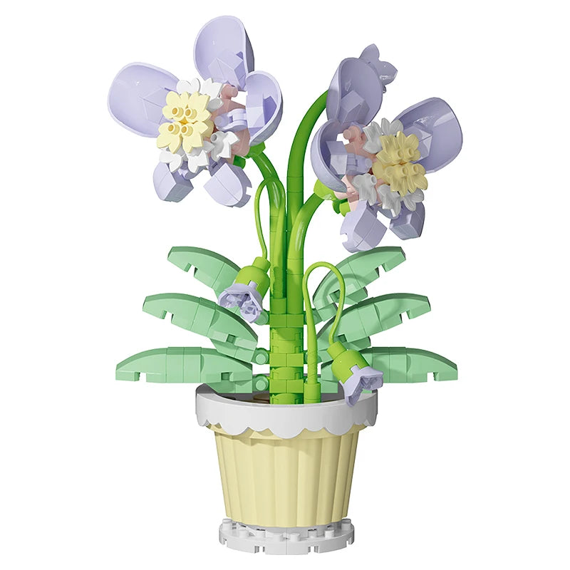 Building block flower simulation bouquet small particle assembly puzzle toy children's handmade DIY potted tabletop ornament