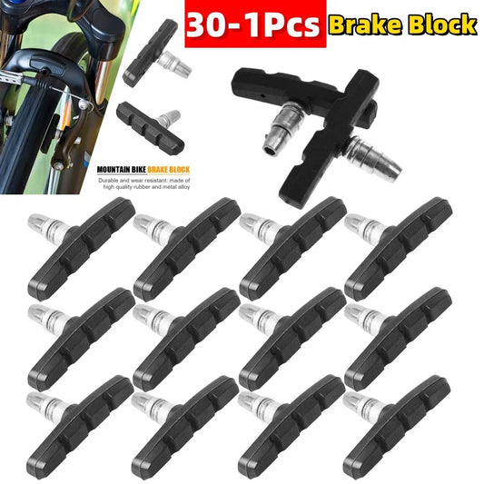 30-1Pcs Durable Bicycle Silent Brake Pads Cycling V Brake Holder Shoes Blocks Rubber Bike Parts For Mountain Folding Bikes