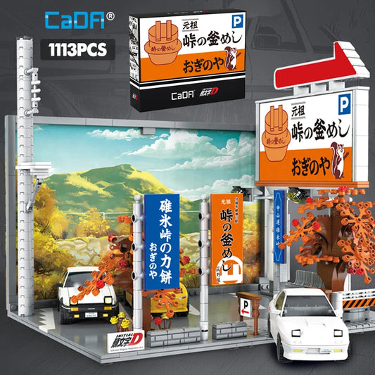Cada Anime Initial D Tofu Shop House Model Building Blocks City Japanese Racing Car Parking Lot Bricks Toys Kid Gifts With LED - CADA BRICKS®