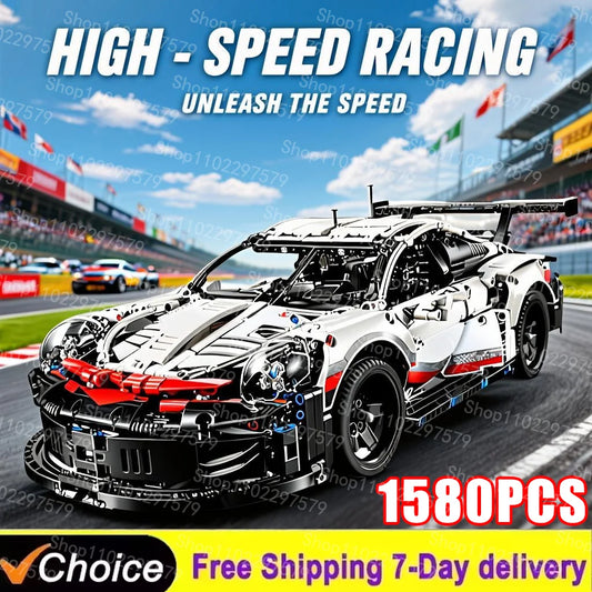 1580PCS Technical Racing Car 42096 Mechanical Group Sets Building MOC Vehicle Authentic Detail Model Car Build Display Gift Toys