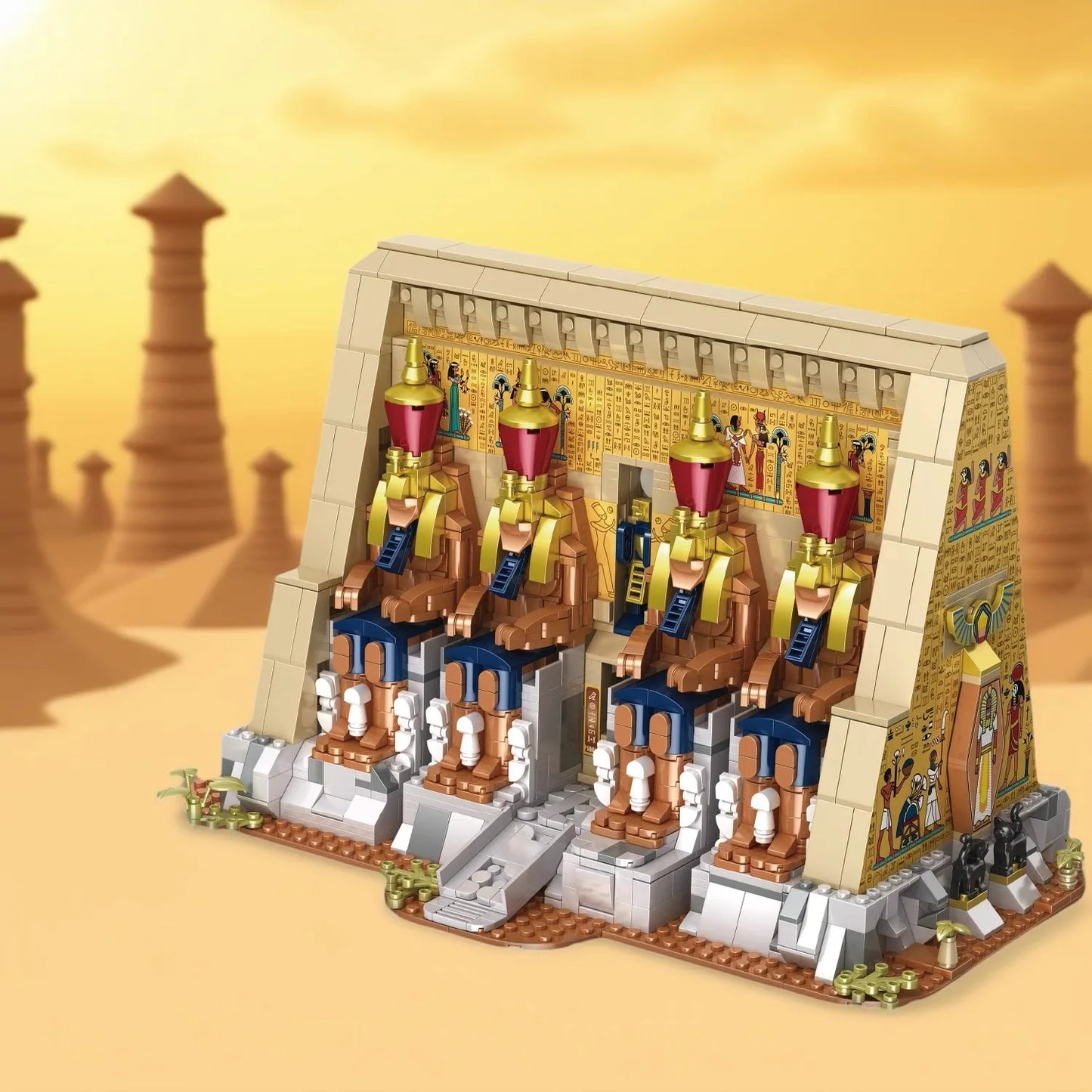 MOC 2025 New Egyptian Pharaonic Pyramid Building Blocks Ancient Desert Temple Architecture Mummy Brick Puzzle Toys Children Gift