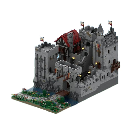 MOC The Highstone Fortress Lion Kingdom Street View Castle Architecture Building Blocks Model Toys Bricks Aldult Children's Gift