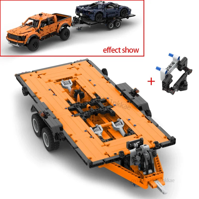 MOC 42126 F-150 Raptor Car Trailer Technical Hitch Crane Platform Hardtop Bumper Roofrack Building Blocks DIY Bricks Toy Gifts - CADA BRICKS®