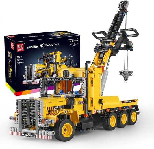 MOULD KING 17011 Technical MOC-43434 Tow Truck Building Blocks City Engeineering Trailer Crane Car Toys Christmas Gifts