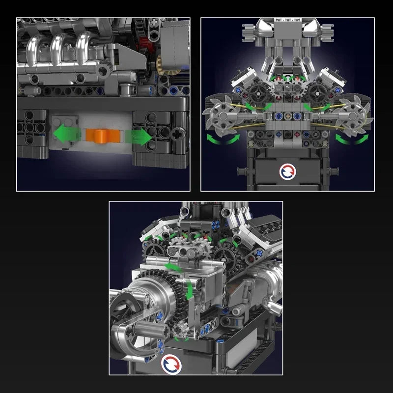 Mould King 10206 Sport Car V8 Engine Building Blocks 737PCS Technical Part MCL Motorized Simulation Model Electrically Bricks