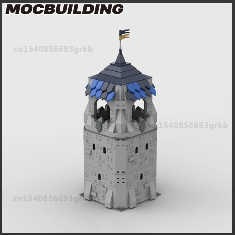 MOC Klocki do budowy średniowiecznego zamku, wieży, bramy, fortecy, kolekcja prezentów świątecznych DIY, klocki do samodzielnego montażu, zabawki dla dzieci