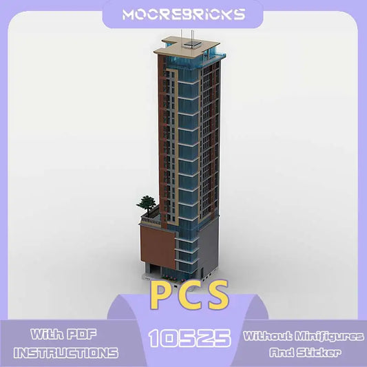 MOC Modular Apartment Building Blocks City Center Skyscraper Model Bricks Desktop Decorative Toy Children's Collectible Gift