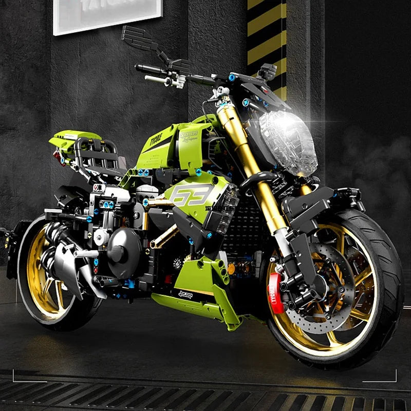 High Tech 1:5 Motocykl Miejski Sportowy Szybki Wyścigowy Motor Lokomotywa Moc Modułowy Model Klocki Klocki Chłopiec Prezent Zabawka T4020