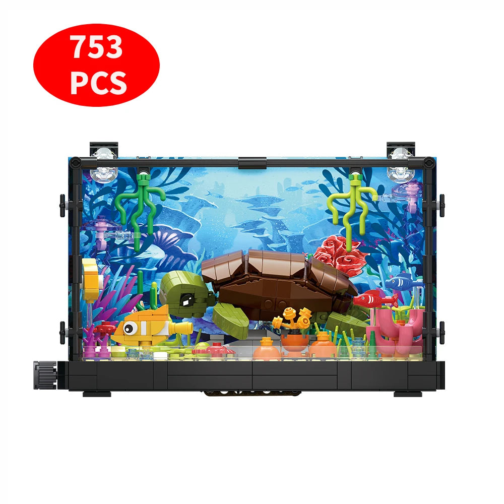 Fish Tank Building Blocks Brick With Led Lights,Aquarium,Toys for Boys Children Gifts home Decoration,Not Compatible with Legoed - CADA BRICKS®