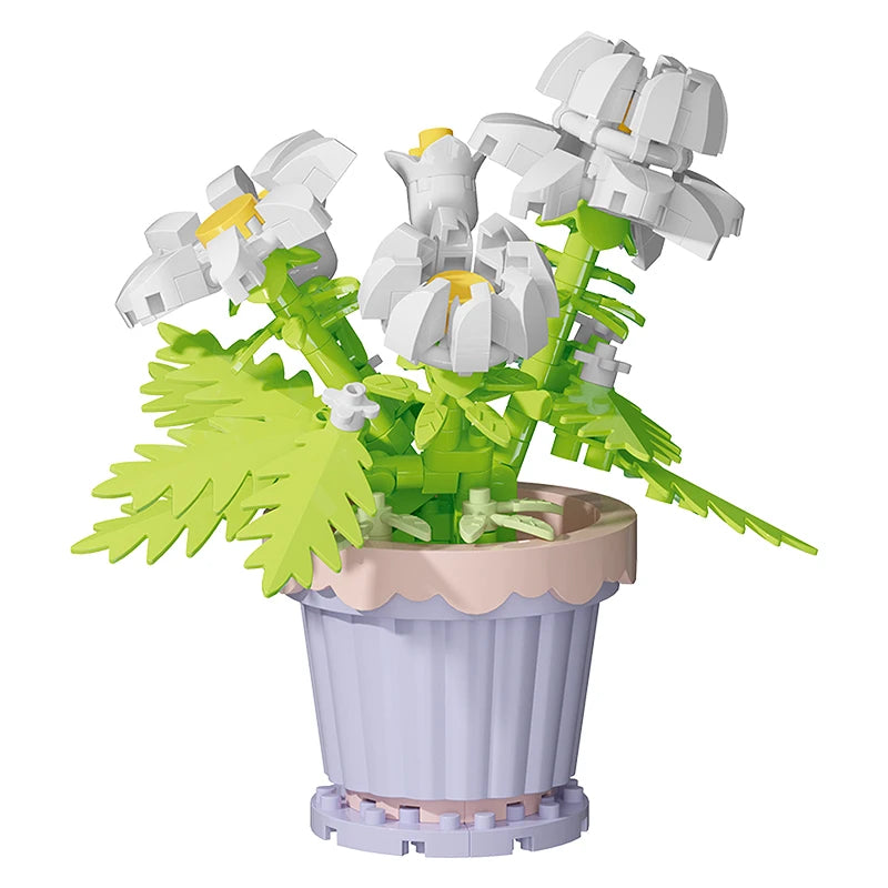 Building block flower simulation bouquet small particle assembly puzzle toy children's handmade DIY potted tabletop ornament