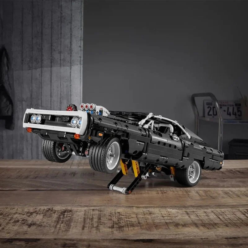 Samochód techniczny Dodge Charger, samochód sportowy, klocki budowlane, model z filmu Szybcy i wściekli, pojazdy wyścigowe, klocki, zabawki, prezenty dla chłopaka