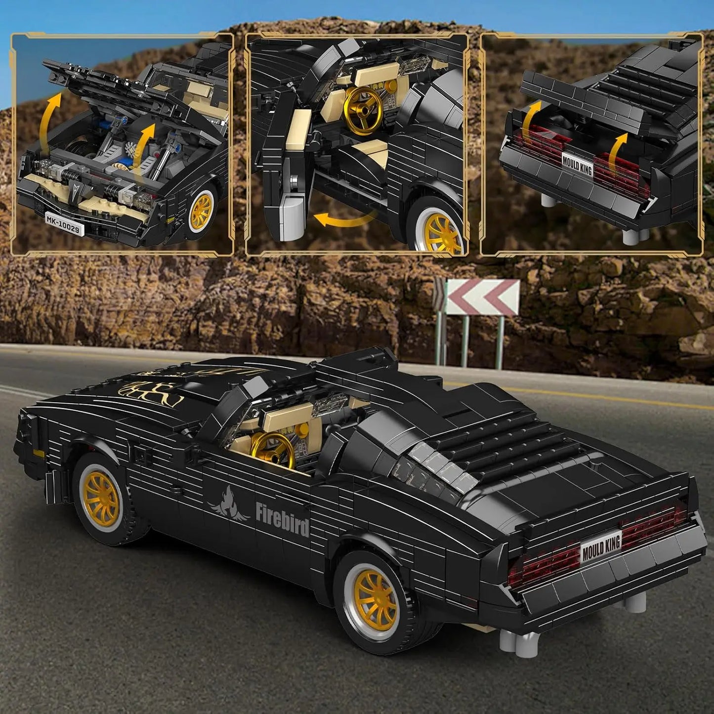 MOULD KING 10029 MOC Creative Ideal Firebird Retro American Sports Car Building Blocks Famous Car Collection Gift Toy