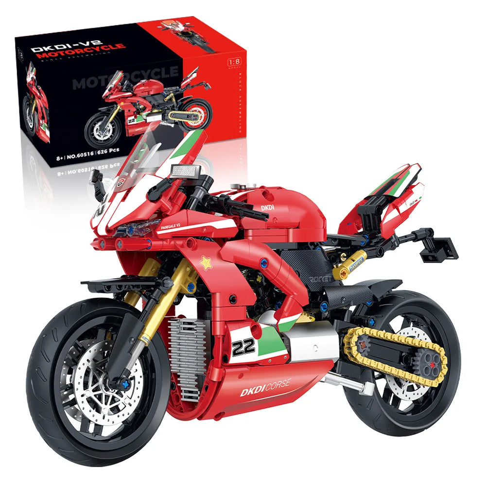 1:8 586 szt. High-tech klasyczny model motocykla klocki budowlane Motor City Racer klocki zabawki dla chłopców prezenty dla dzieci na Halloween