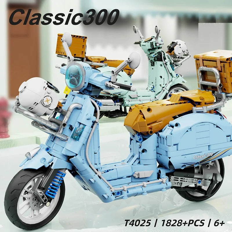 1828 sztuk 1:5 Miejskie Techniczne Modele Motocykli Samochodów Klocki Budowlane MOC Wyścigi Motocyklowe Pojazdy Klocki Zabawki Dla Dzieci Prezenty T4025