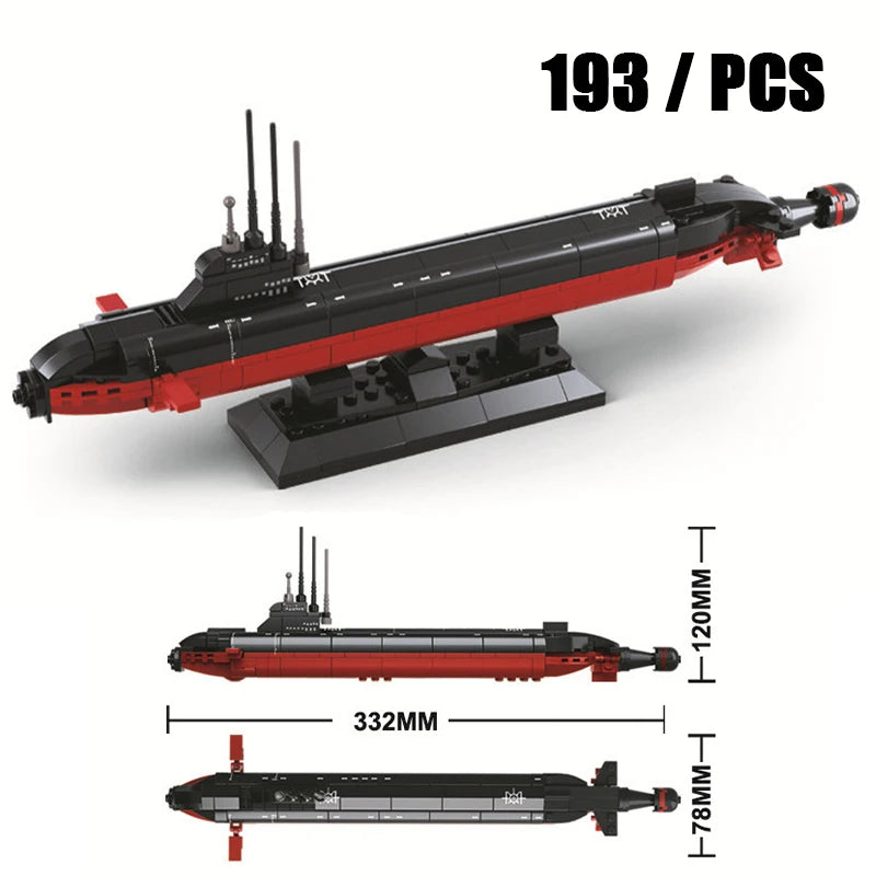 Military The Type 094 Strategic Nuclear Submarine Building Blocks Kit Classic Naval Vessels Ship War Boat Bricks Model Kids Toys - CADA BRICKS®