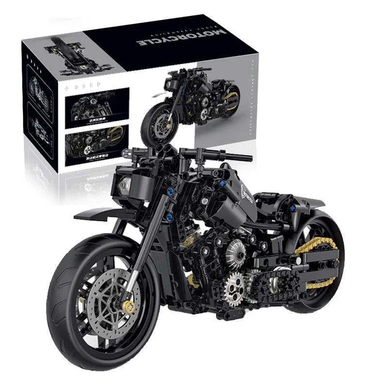 1:8 586 szt. High-tech klasyczny model motocykla klocki budowlane Motor City Racer klocki zabawki dla chłopców prezenty dla dzieci na Halloween