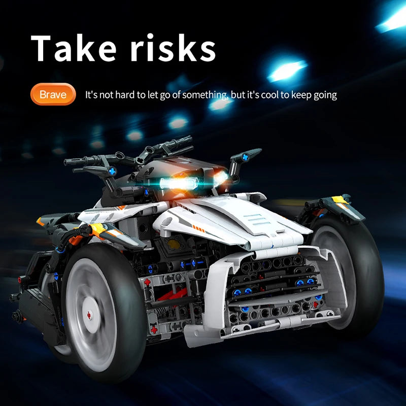 1228 sztuk City Technical APP zdalnie sterowany lokomotywa motocykl klocki budowlane MOC motocykl klocki model zabawka dla chłopca prezent dla dzieci
