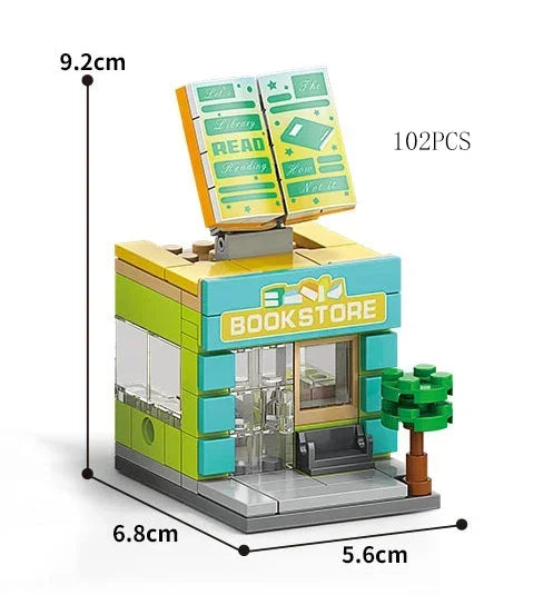 Zestawy 2025 Mini Shop Market Street View Model Building Blocks Hamburger Restaurant Retail Store Kreatywna architektura Przyjaciel