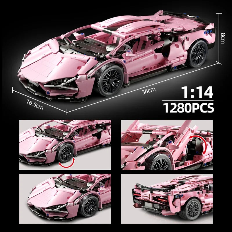 Techniczne superszybkie zielone Lamborghini, modele samochodów sportowych, klocki konstrukcyjne, słynne pojazdy, zabawki dla dzieci na prezent dla dorosłych