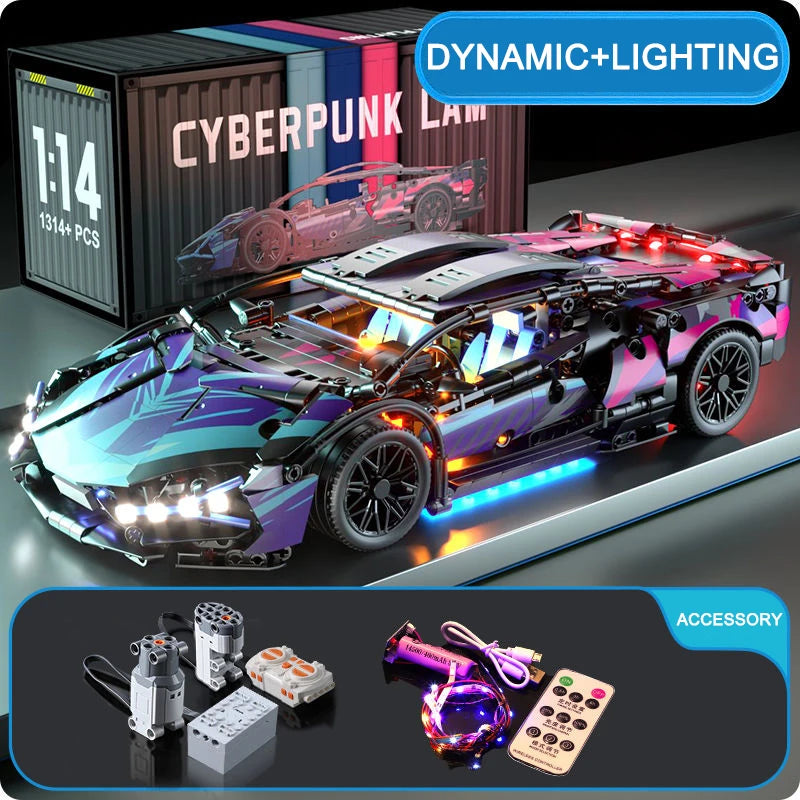1314PCS Black Purple Lamborghinised Sian Sport Car Building Blocks Assemble Racing Vehicle Bricks Toys Birthday Gift For Kid Boy - CADA BRICKS®
