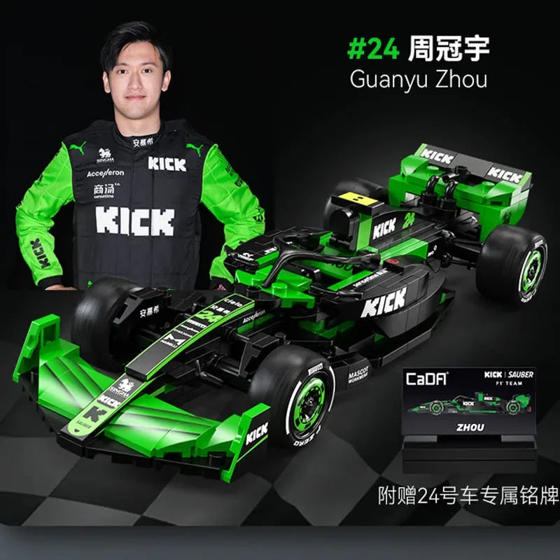 CADA KICK Sauber Team C44 Formula-1 F1 Technical Racing Car Number 24 Sports Car Building Blocks Car Bricks Toys Holiday Gifts