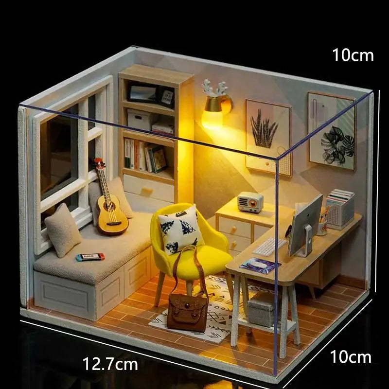 Doll House Kit 3D Wooden Mini DollHouse Assembly Building with Furniture Kit Toys Children's Birthday Gift 3D Puzzle Handmade
