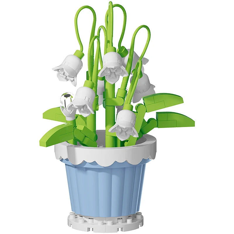 Building block flower simulation bouquet small particle assembly puzzle toy children's handmade DIY potted tabletop ornament