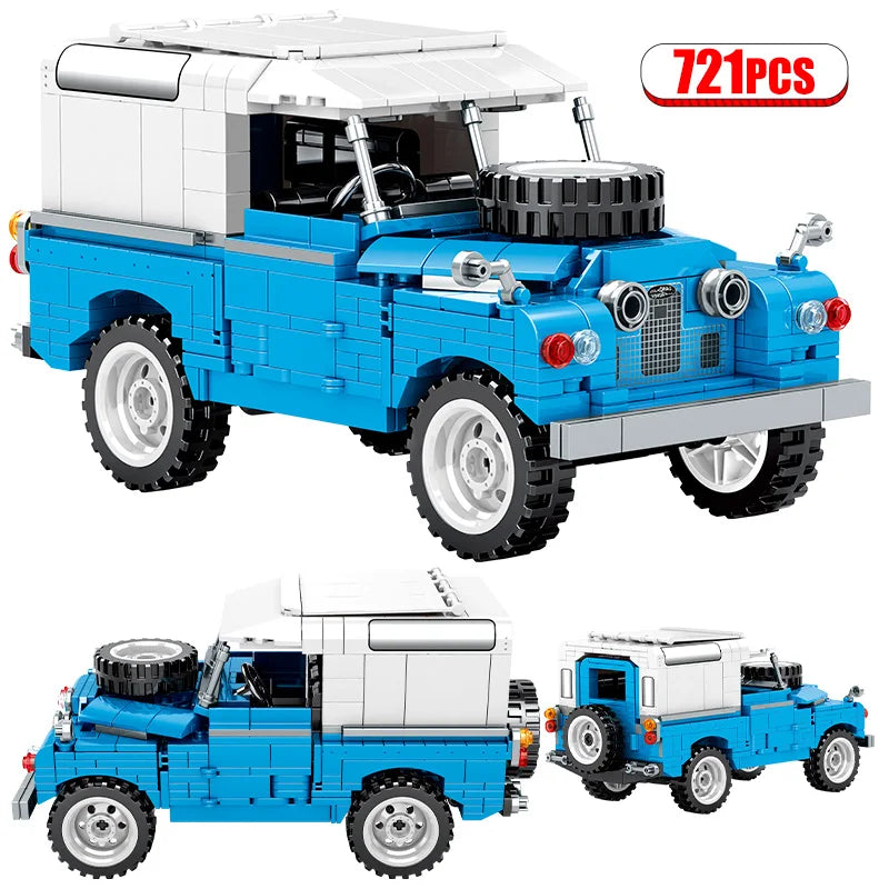 721 elementów City Retro Mechaniczny Pojazd Terenowy Klocki Budowlane Roadster Samochód Wyścigowy Supersamochód Klocki Zabawki Dla Chłopców Prezenty Dla Dzieci
