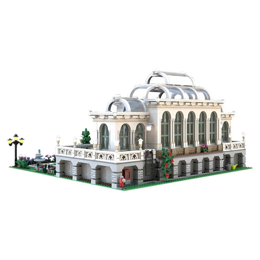 MOC Grand Botanic Palace Garden Building Blocks Fountain Square European Palace Garden Palace Bricks