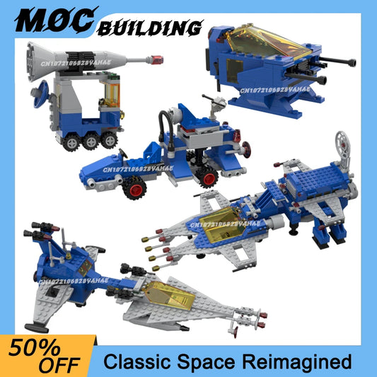 MOC Building Blocks Classic Space Station Series Small Moon Buggy Rocket Car Creative Shuttle-Craft Toys DIY Bricks Xmas Gifts