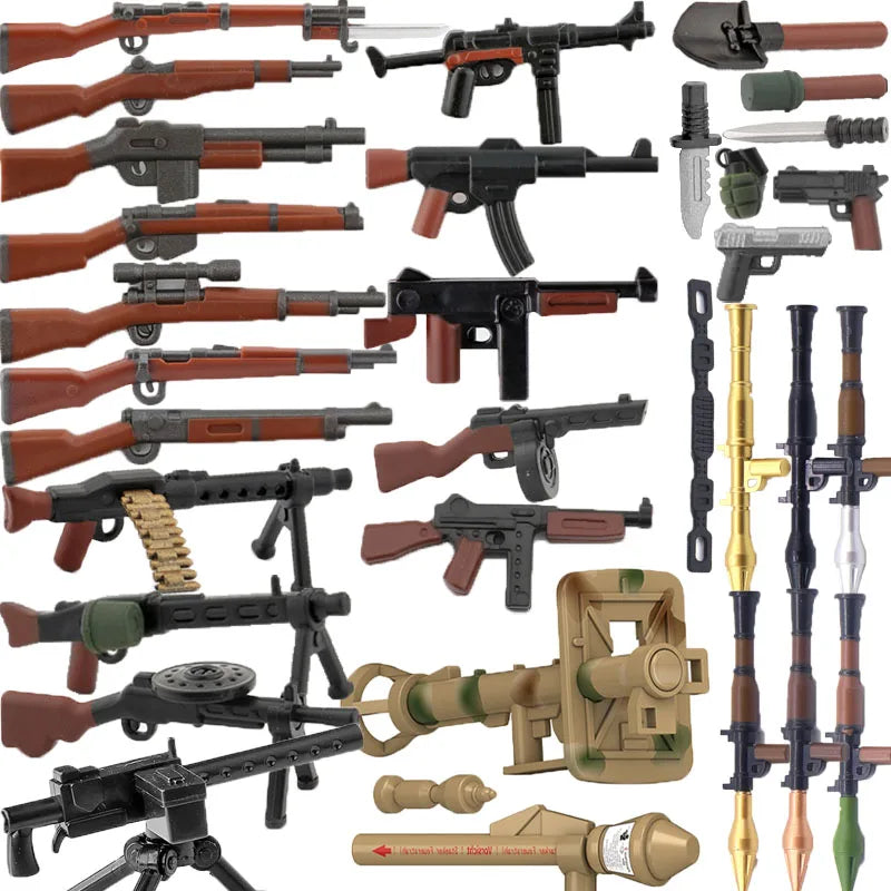 5/10 WW2 Soldier Weapons Building Block Two-color Printing Machine Rifle Submachine Sniper Guns Military Accessories Bricks C238 - CADA BRICKS®