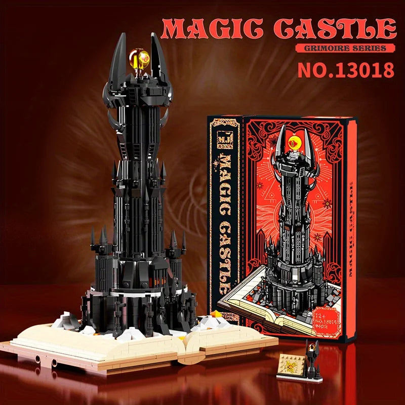 966PCS Black Tower Magic Book Building Blocks Dark Magic Castle Model Assembly Bricks With Lights Kid Toys Christmas Gifts - CADA BRICKS®