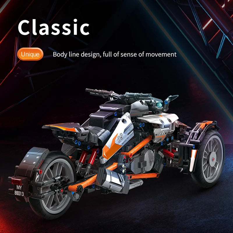 1228 sztuk City Technical APP zdalnie sterowany lokomotywa motocykl klocki budowlane MOC motocykl klocki model zabawka dla chłopca prezent dla dzieci
