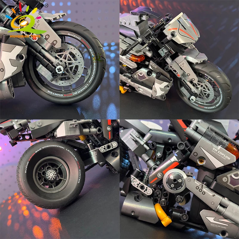 HUIQIBAO High-tech Classic Motorbike Building Model Blocks Moto City Racer Bricks Toy for Kids Boy Children Adult MOC Car Set - CADA BRICKS®