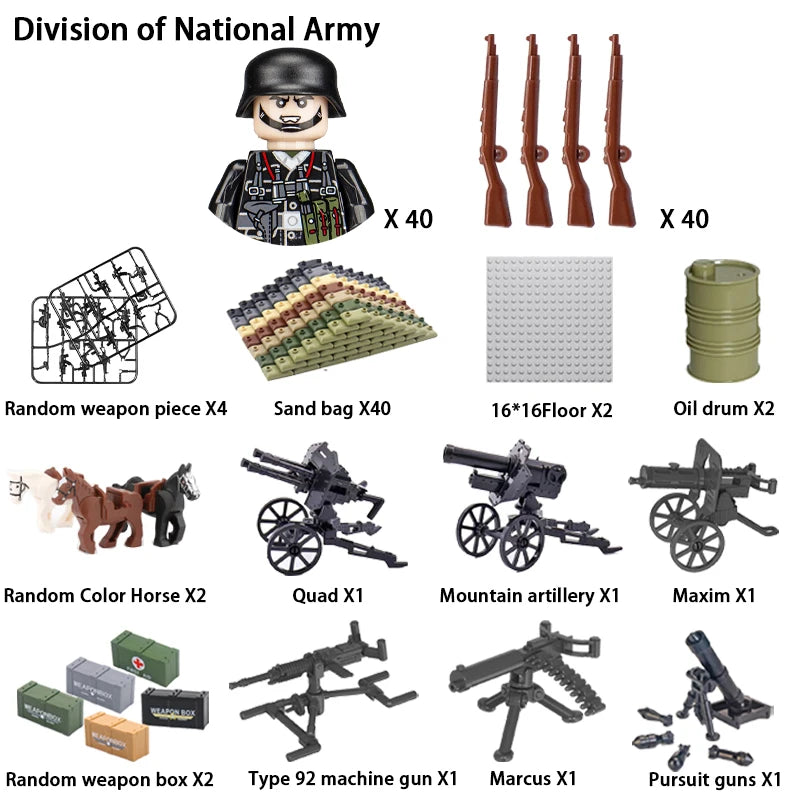 Military Building Blocks, Figures, Action Figures, Toys, Mini Dolls, Soldier Characters, Children's Toys, National Army Phalanx - CADA BRICKS®