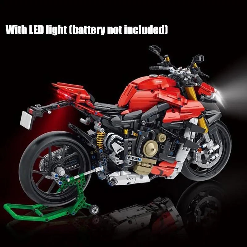 Techniczne MOC 2221 szt. V4 SP Motocykl Miejski Samochody Sportowe Model Klocki DIY Montaż Motocykli Klocki Zabawki Dla Dzieci Chłopców