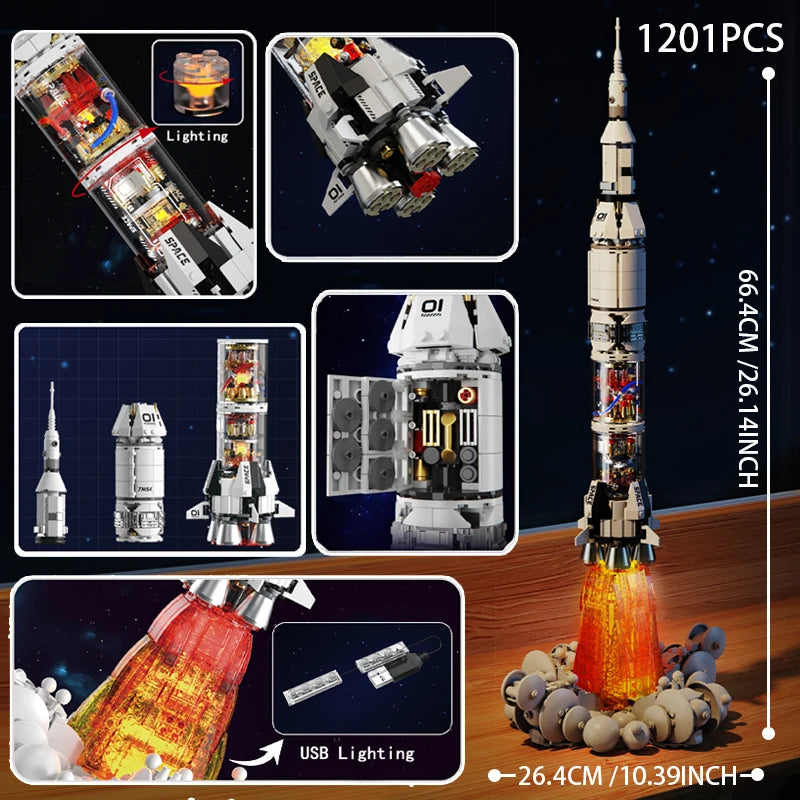 UFO Flying saucer Building block Alien Ship Spacecraft Astronaut Creative assembly ornament puzzle toy boy gift