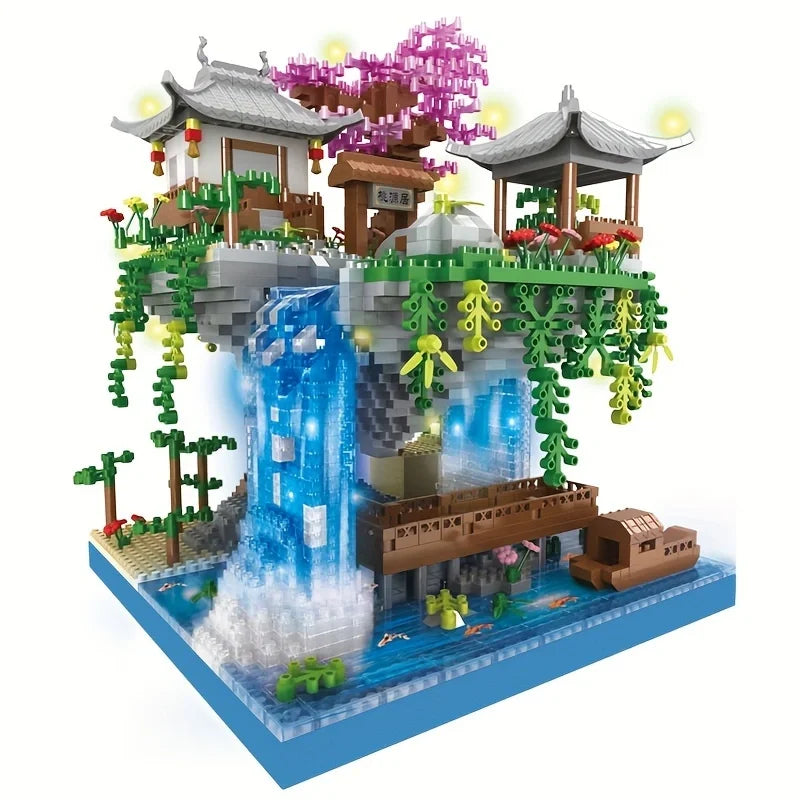 Chinese ancient style architectural creative ornaments, ancient style building blocks, handmade, difficult assembly huts, educa