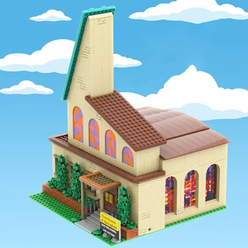 Moc Building Bricks Springfield Architecture Model Technology Modułowy blok Widok ulicy miejskiej Zabawka DIY Zestaw montażowy Prezent świąteczny