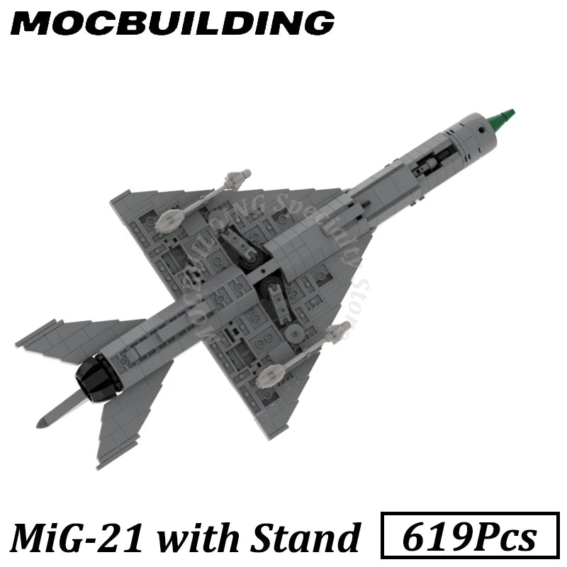 MiG 21 Model Battleplane Fighter Jet mig21 Airplane Aircraft MOC Building Blocks Brick Gift Christmas Presents
