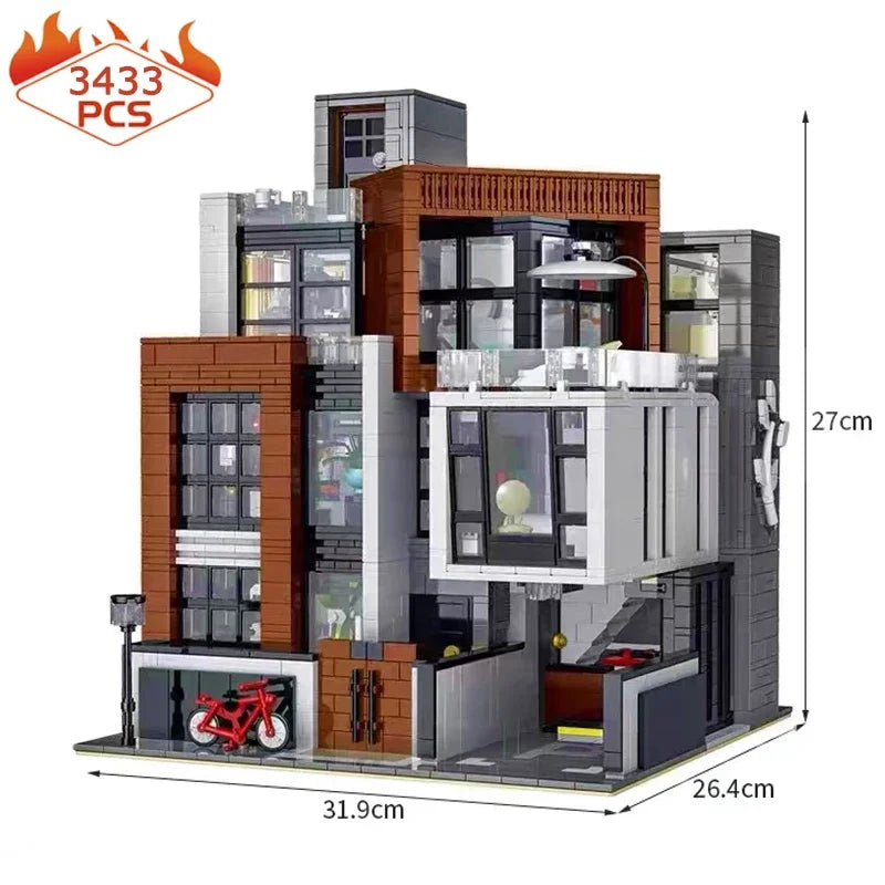 MOC-87366 Kreatywna nowoczesna willa modułowa architektura miejska klocki klocki model widok ulicy zestaw zabawka dla dzieci prezent
