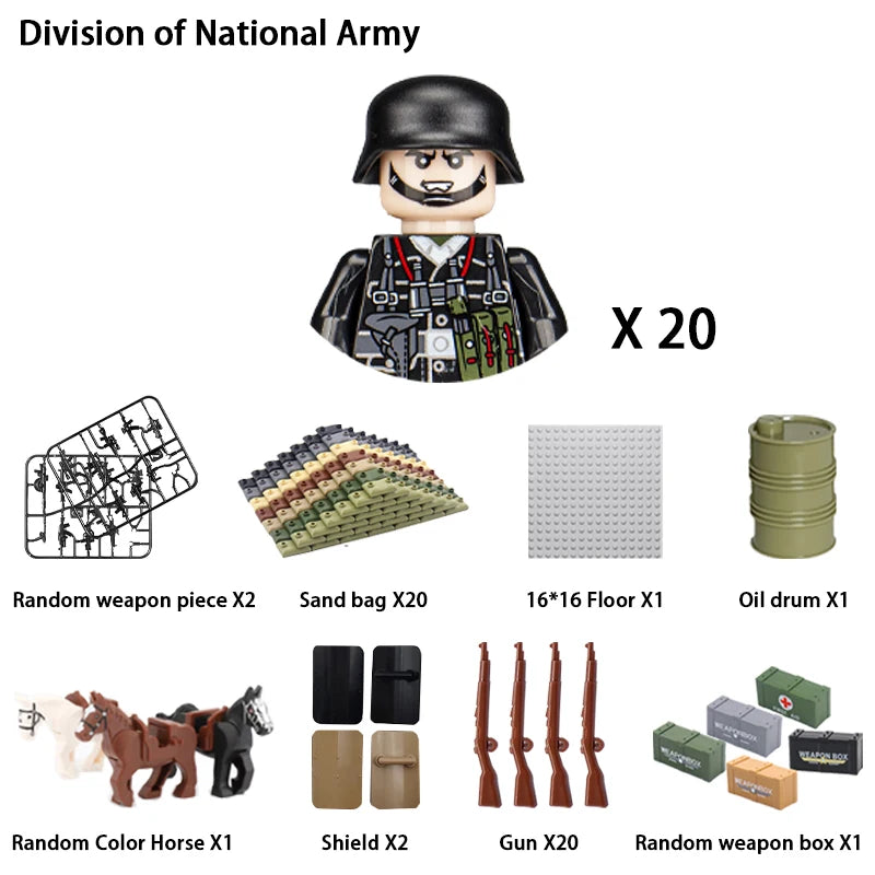 Military Building Blocks, Figures, Action Figures, Toys, Mini Dolls, Soldier Characters, Children's Toys, National Army Phalanx - CADA BRICKS®